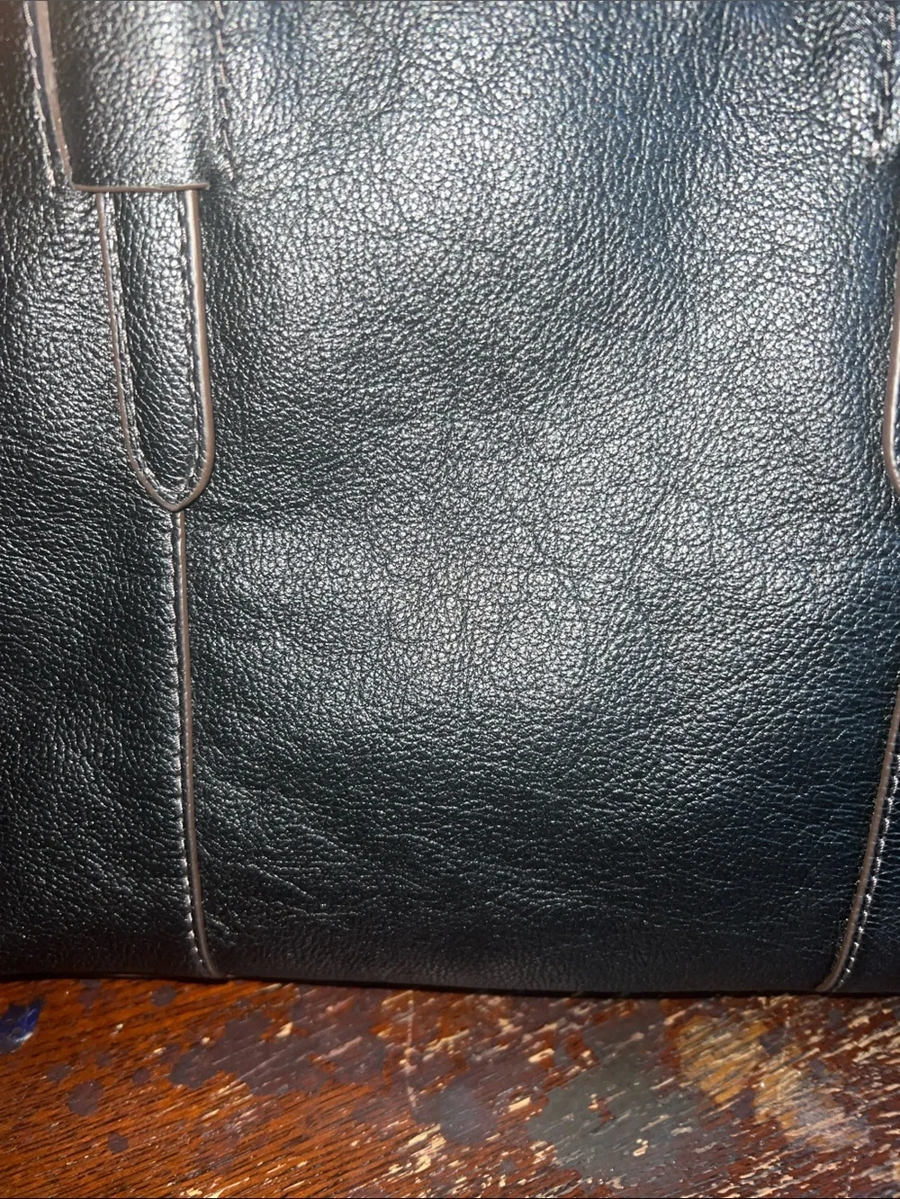 Fossil Black Leather Satchel with Removable Strap